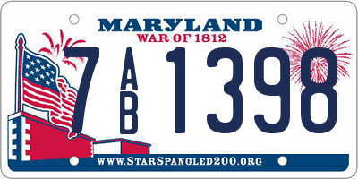 MD license plate 7AB1398