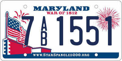 MD license plate 7AB1551
