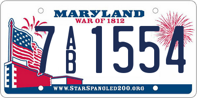 MD license plate 7AB1554