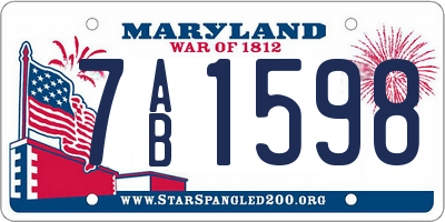 MD license plate 7AB1598
