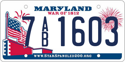 MD license plate 7AB1603