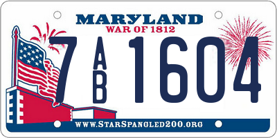 MD license plate 7AB1604