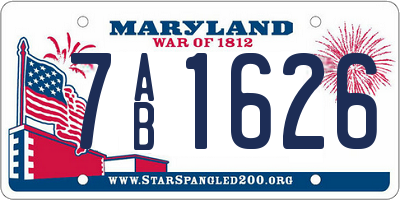 MD license plate 7AB1626