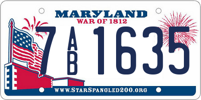 MD license plate 7AB1635