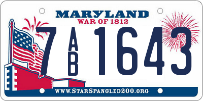 MD license plate 7AB1643