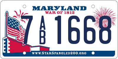 MD license plate 7AB1668