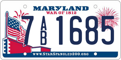 MD license plate 7AB1685