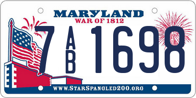 MD license plate 7AB1698