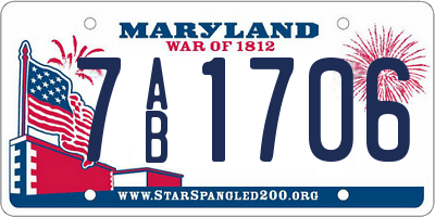 MD license plate 7AB1706