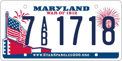 MD license plate 7AB1718