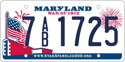 MD license plate 7AB1725