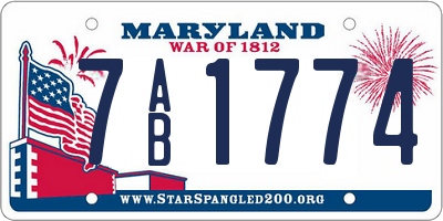 MD license plate 7AB1774