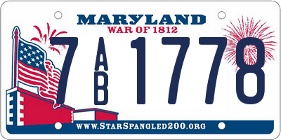 MD license plate 7AB1778