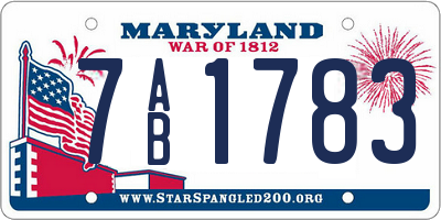 MD license plate 7AB1783