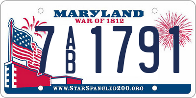MD license plate 7AB1791