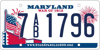 MD license plate 7AB1796