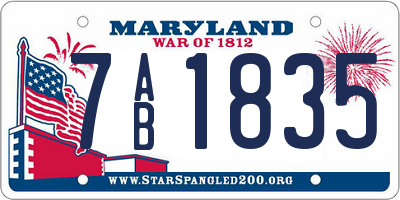 MD license plate 7AB1835