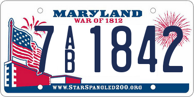 MD license plate 7AB1842