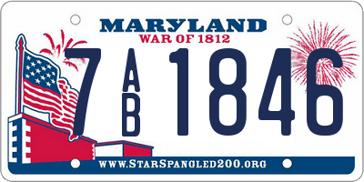 MD license plate 7AB1846