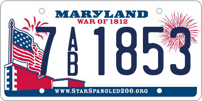 MD license plate 7AB1853