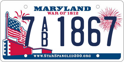 MD license plate 7AB1867