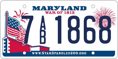 MD license plate 7AB1868