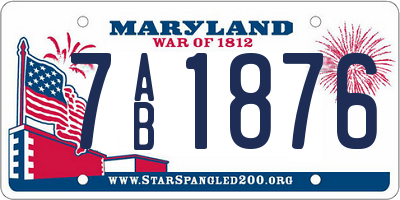 MD license plate 7AB1876