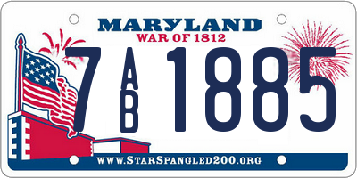 MD license plate 7AB1885