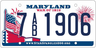 MD license plate 7AB1906