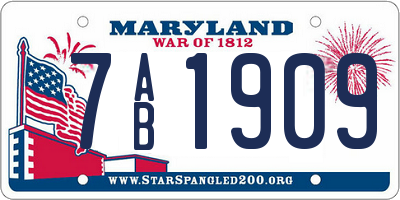 MD license plate 7AB1909