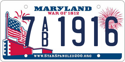 MD license plate 7AB1916