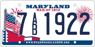 MD license plate 7AB1922