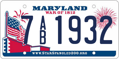 MD license plate 7AB1932