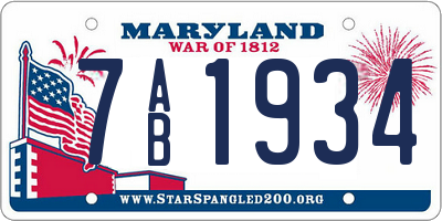 MD license plate 7AB1934