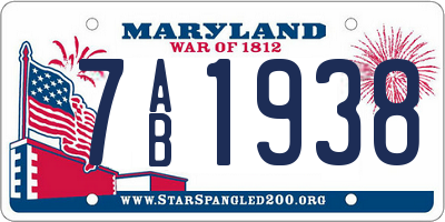 MD license plate 7AB1938