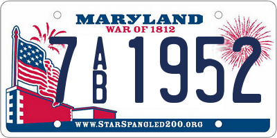 MD license plate 7AB1952