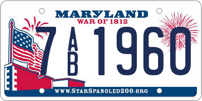 MD license plate 7AB1960