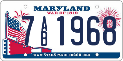 MD license plate 7AB1968