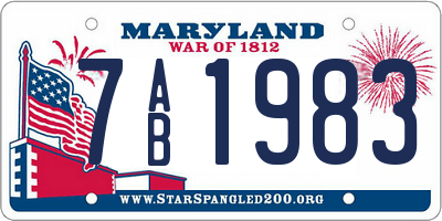 MD license plate 7AB1983