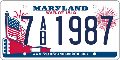 MD license plate 7AB1987