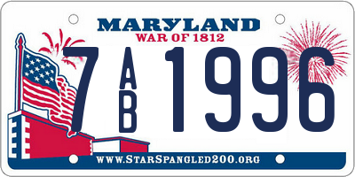 MD license plate 7AB1996