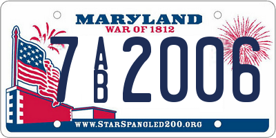 MD license plate 7AB2006