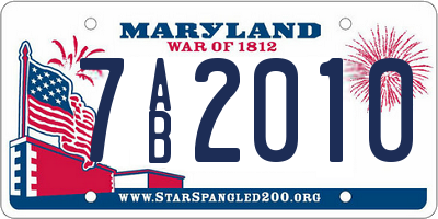 MD license plate 7AB2010