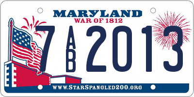 MD license plate 7AB2013