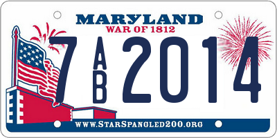 MD license plate 7AB2014