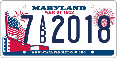 MD license plate 7AB2018