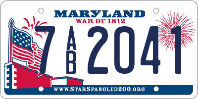 MD license plate 7AB2041