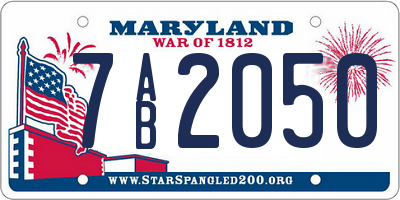 MD license plate 7AB2050