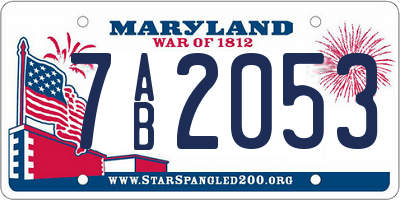 MD license plate 7AB2053