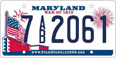 MD license plate 7AB2061